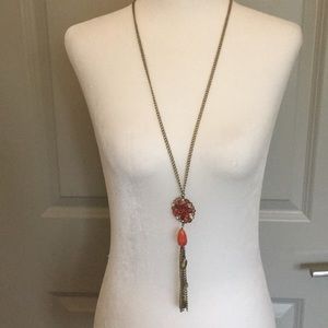 💕5 for $10 Orange medallion necklace l